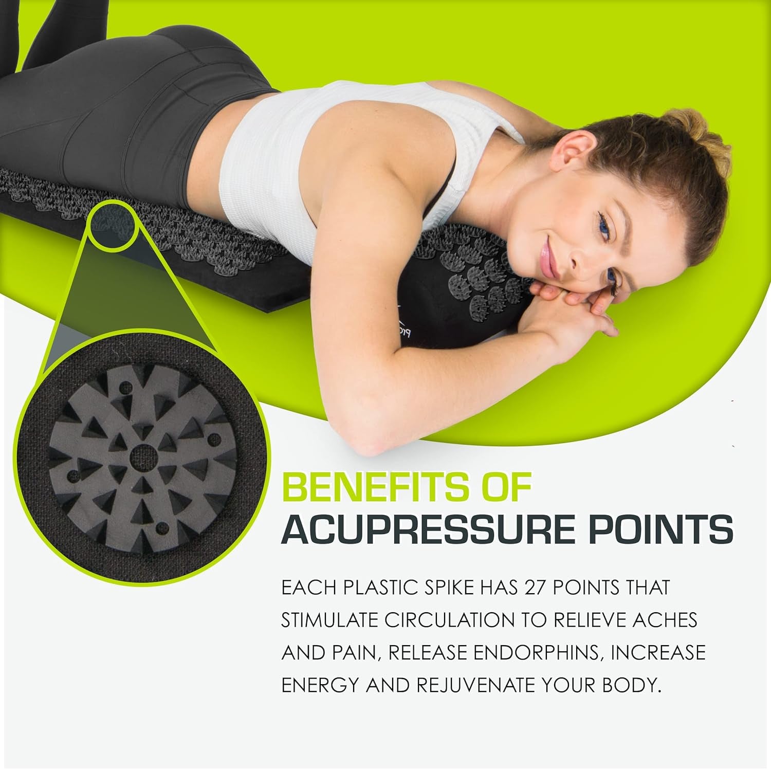 Acupressure Mat and Pillow Set for Back/Neck Pain Relief and Muscle Relaxation, Large - Gray/Gray