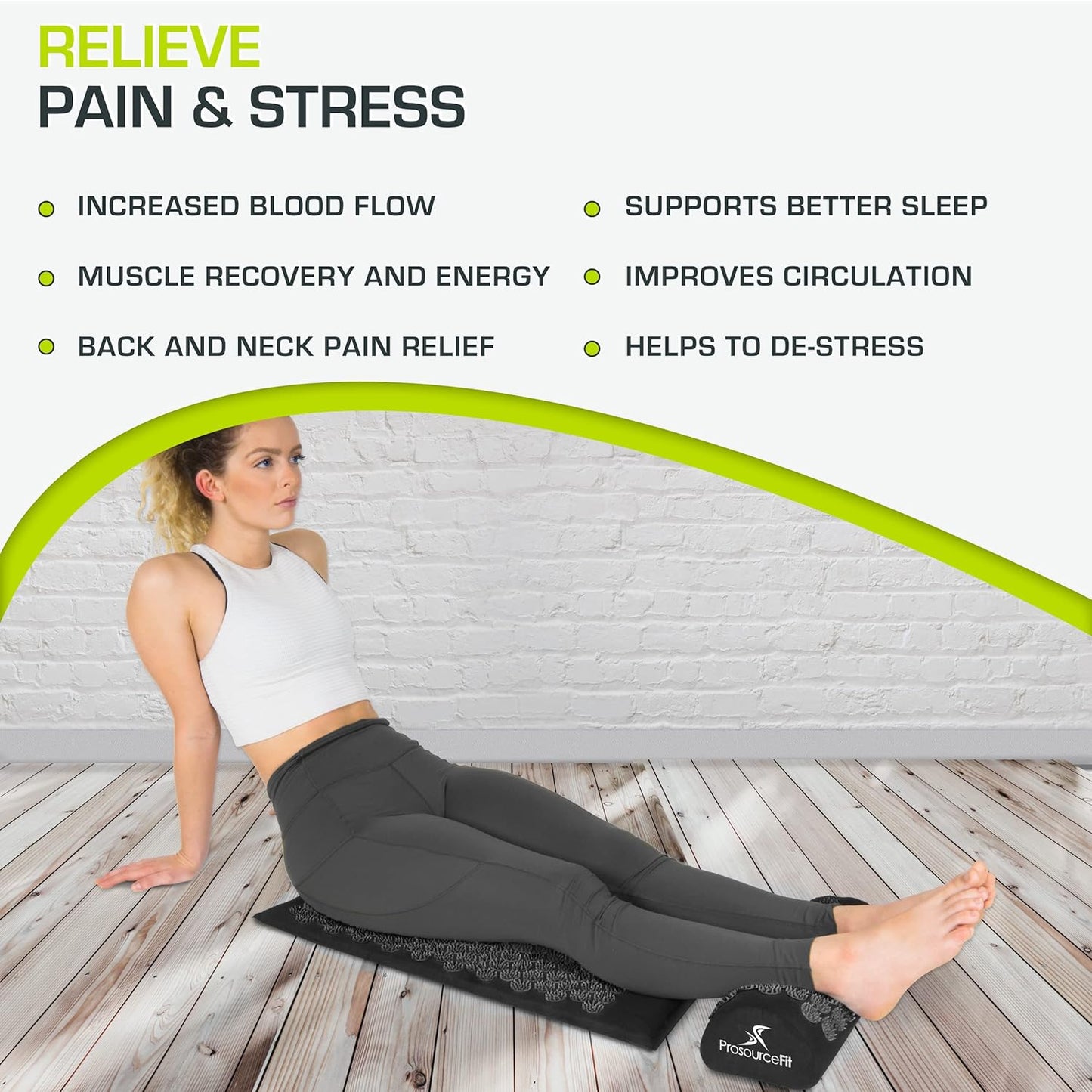 Acupressure Mat and Pillow Set for Back/Neck Pain Relief and Muscle Relaxation, Large - Gray/Gray
